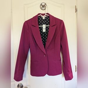 White House Black Market Knit Blazer in Merlot